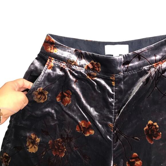 Ett:Twa by Anthropologie Jessie Velvet Floral Wide-Leg Pants Size:S - Picture 5 of 9